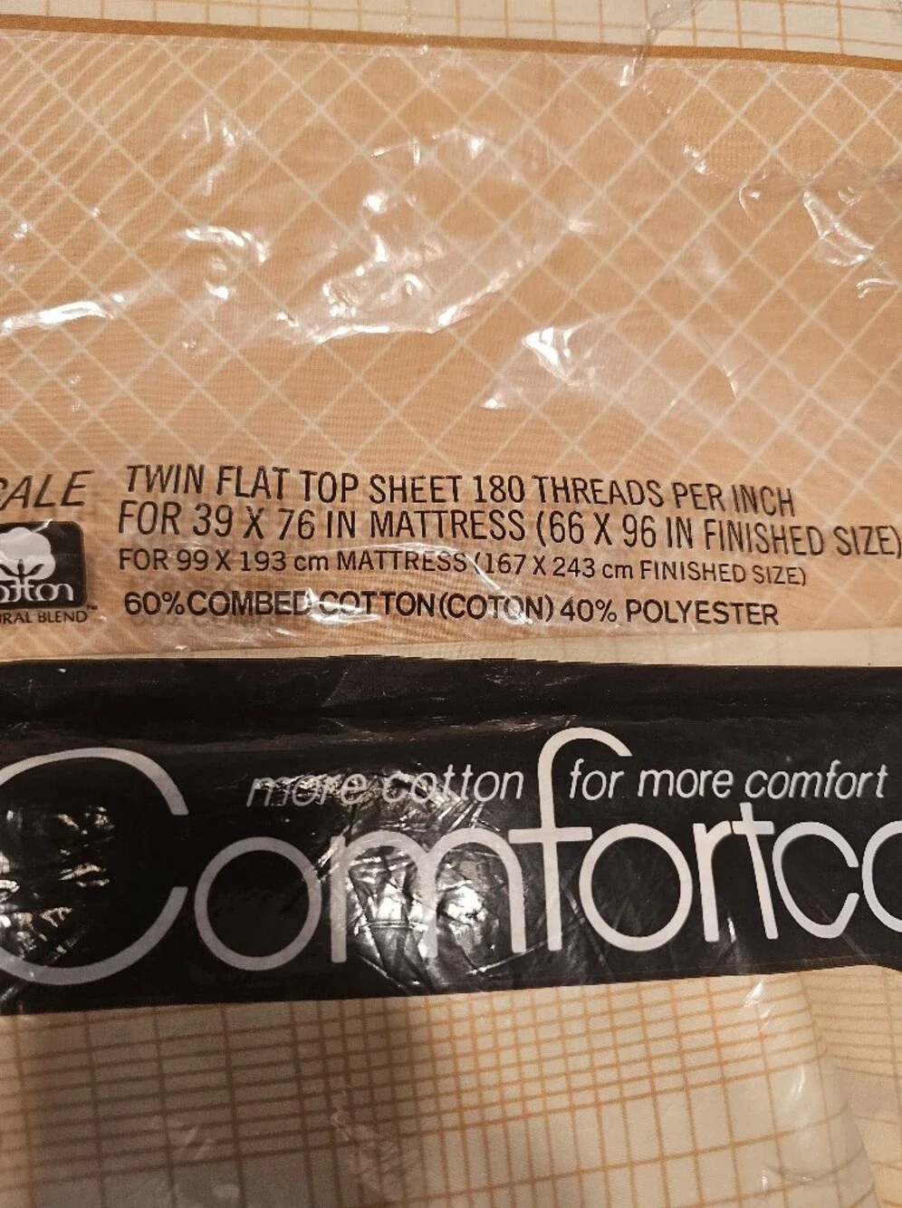 Vintage Comfortcale Twin Sheet Set Cotton Blend Cornsilk Plaid